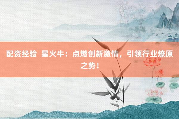 配资经验  星火牛：点燃创新激情，引领行业燎原之势！