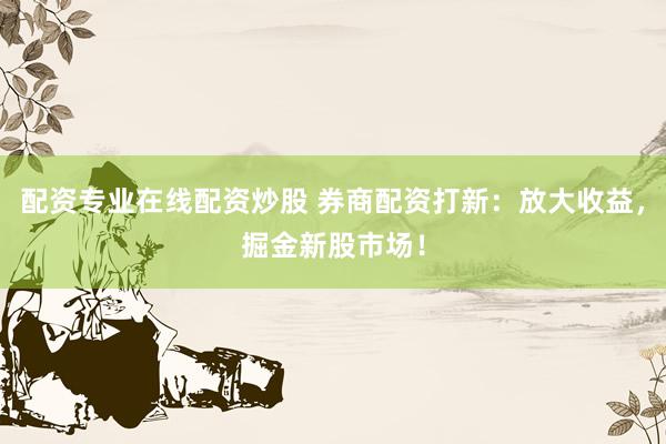 配资专业在线配资炒股 券商配资打新：放大收益，掘金新股市场！