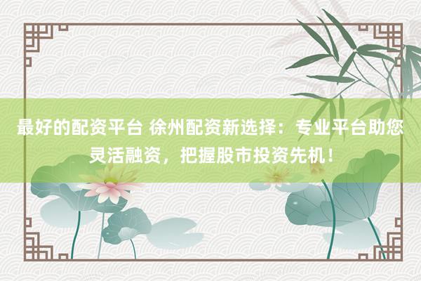 最好的配资平台 徐州配资新选择：专业平台助您灵活融资，把握股市投资先机！