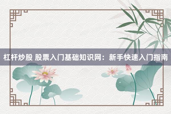 杠杆炒股 股票入门基础知识网：新手快速入门指南