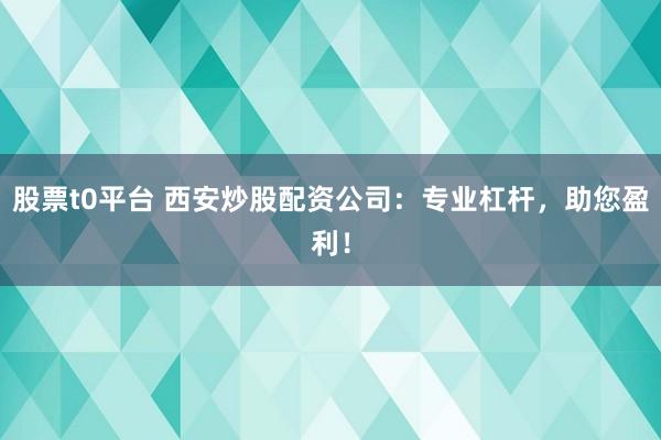 股票t0平台 西安炒股配资公司：专业杠杆，助您盈利！