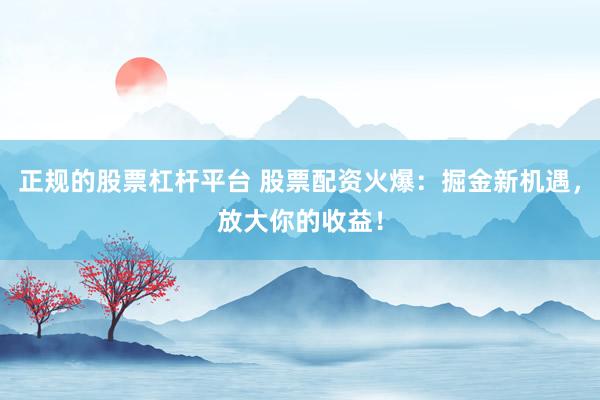 正规的股票杠杆平台 股票配资火爆：掘金新机遇，放大你的收益！