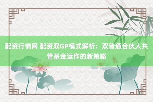 配资行情网 配资双GP模式解析：双普通合伙人共管基金运作的新策略