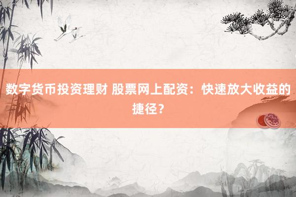 数字货币投资理财 股票网上配资：快速放大收益的捷径？