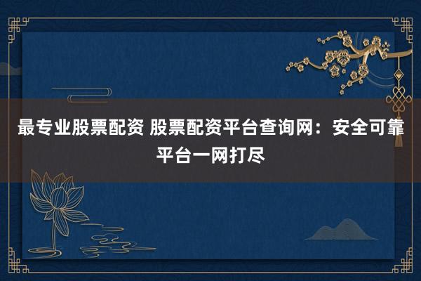 最专业股票配资 股票配资平台查询网:安全可靠平台一网打尽