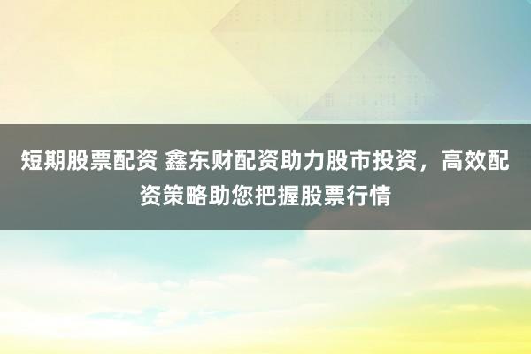 短期股票配资 鑫东财配资助力股市投资，高效配资策略助您把握股票行情