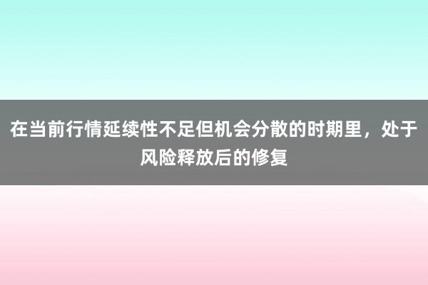 在当前行情延续性不足但机会分散的时期里，处于风险释放后的修复
